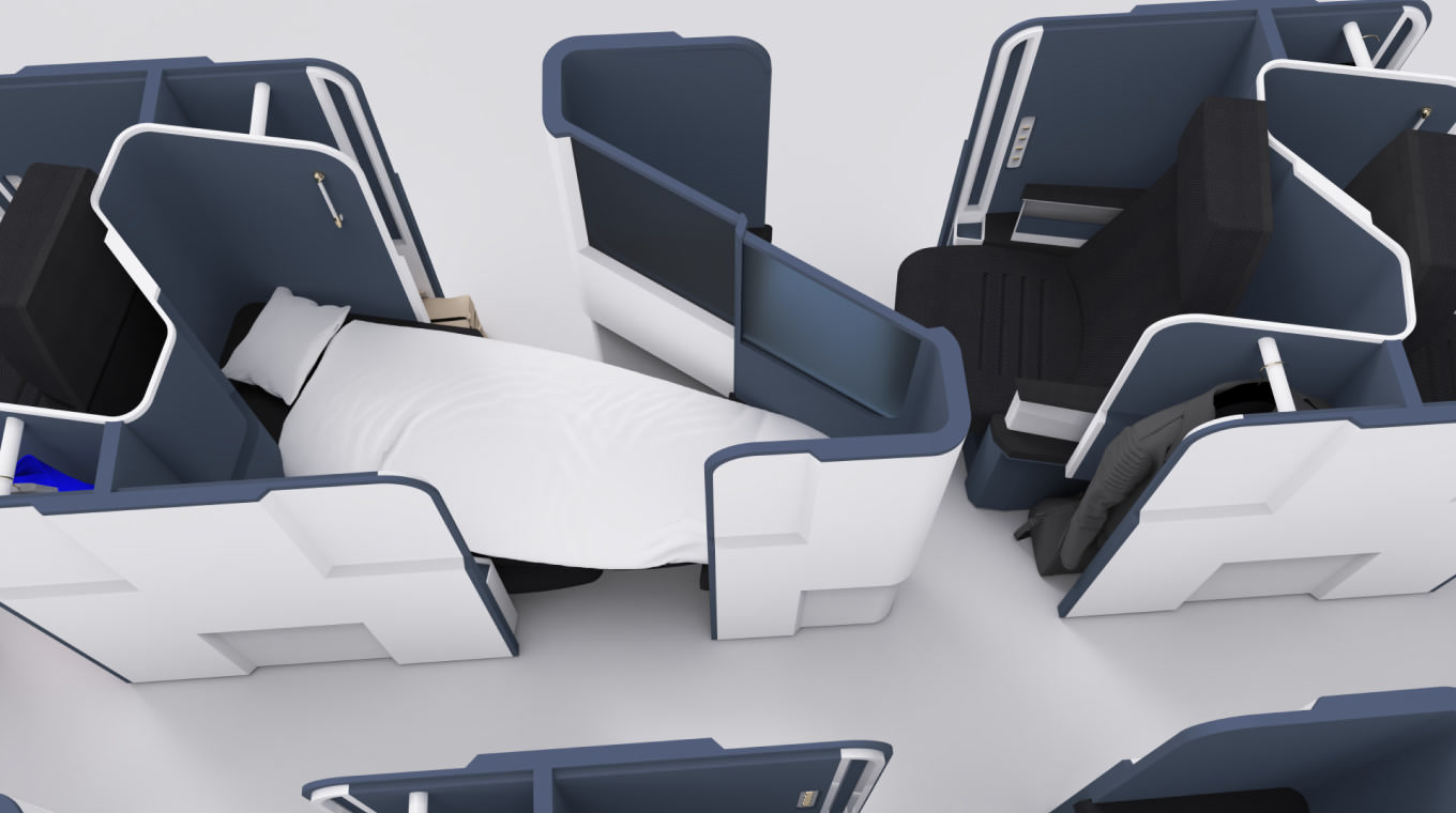 DreamSuite™ LAYOUT - UPRIGHT SEAT & BED CONFIGURATIONS